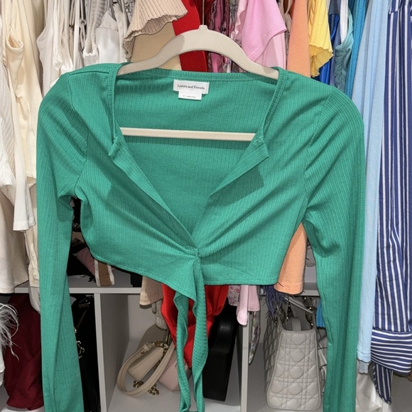 New Lovers + Friends Ludlow Wrap Top in Turquoise size XS - Picture 3 of 6